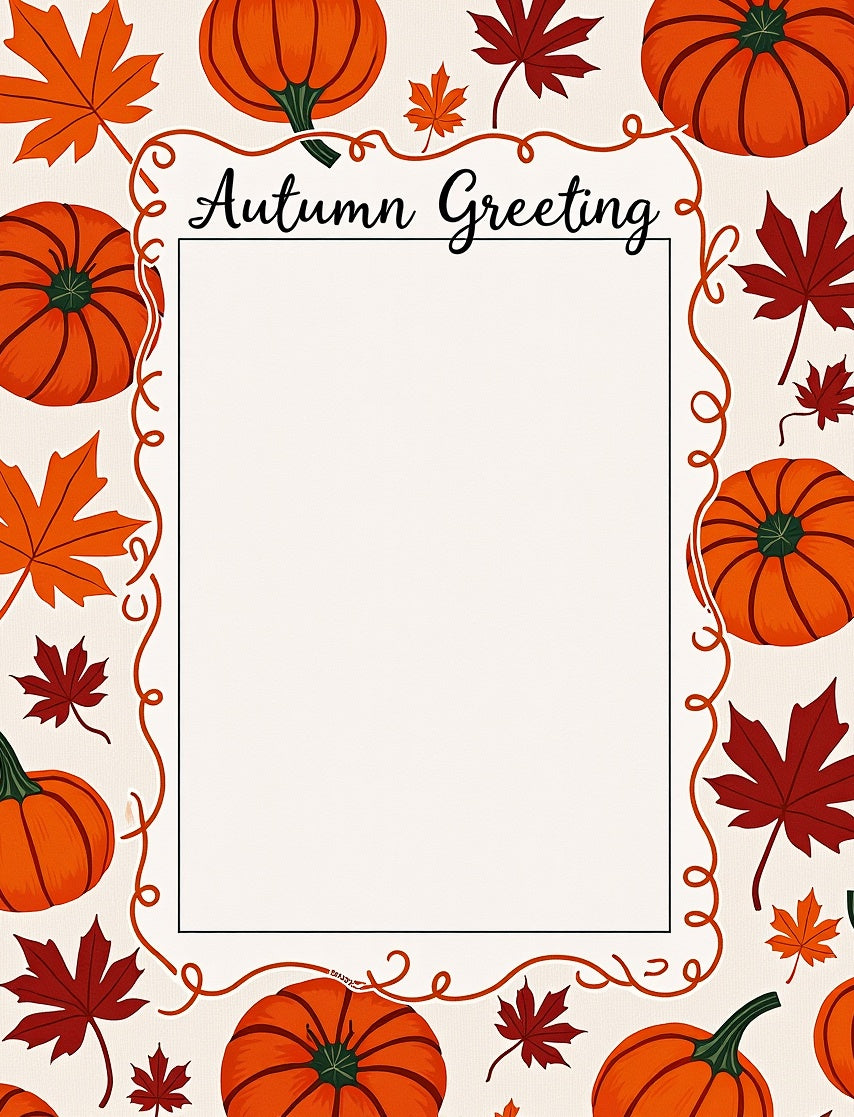 Autumn Pumpkin Leaf Graphic Rug