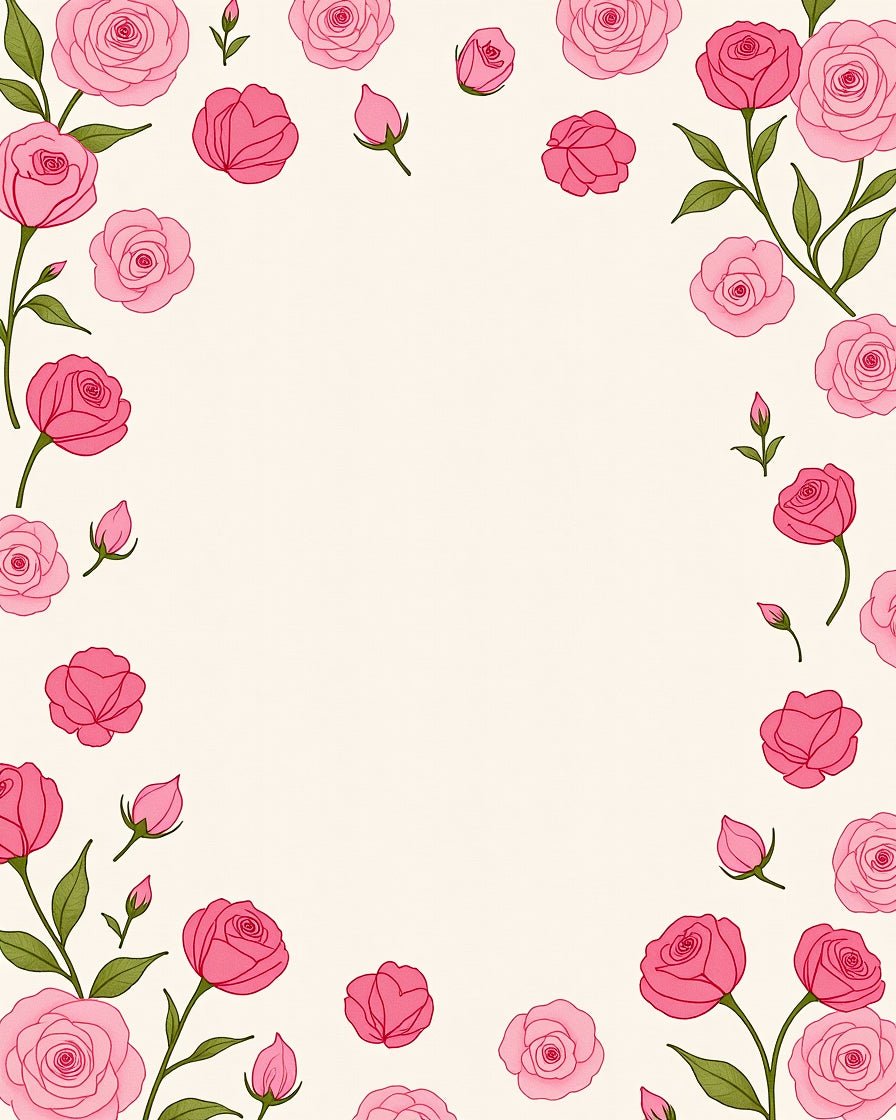 Pink Roses Patterned Decorative Rug