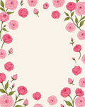 Pink Roses Patterned Decorative Rug