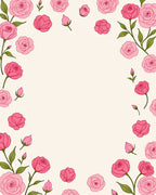 Pink Roses Patterned Decorative Rug