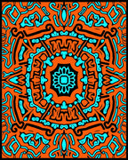 Bold Orange Teal Abstract Pattern Rug