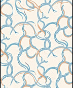 Flowing Blue Orange Curve Pattern Rug