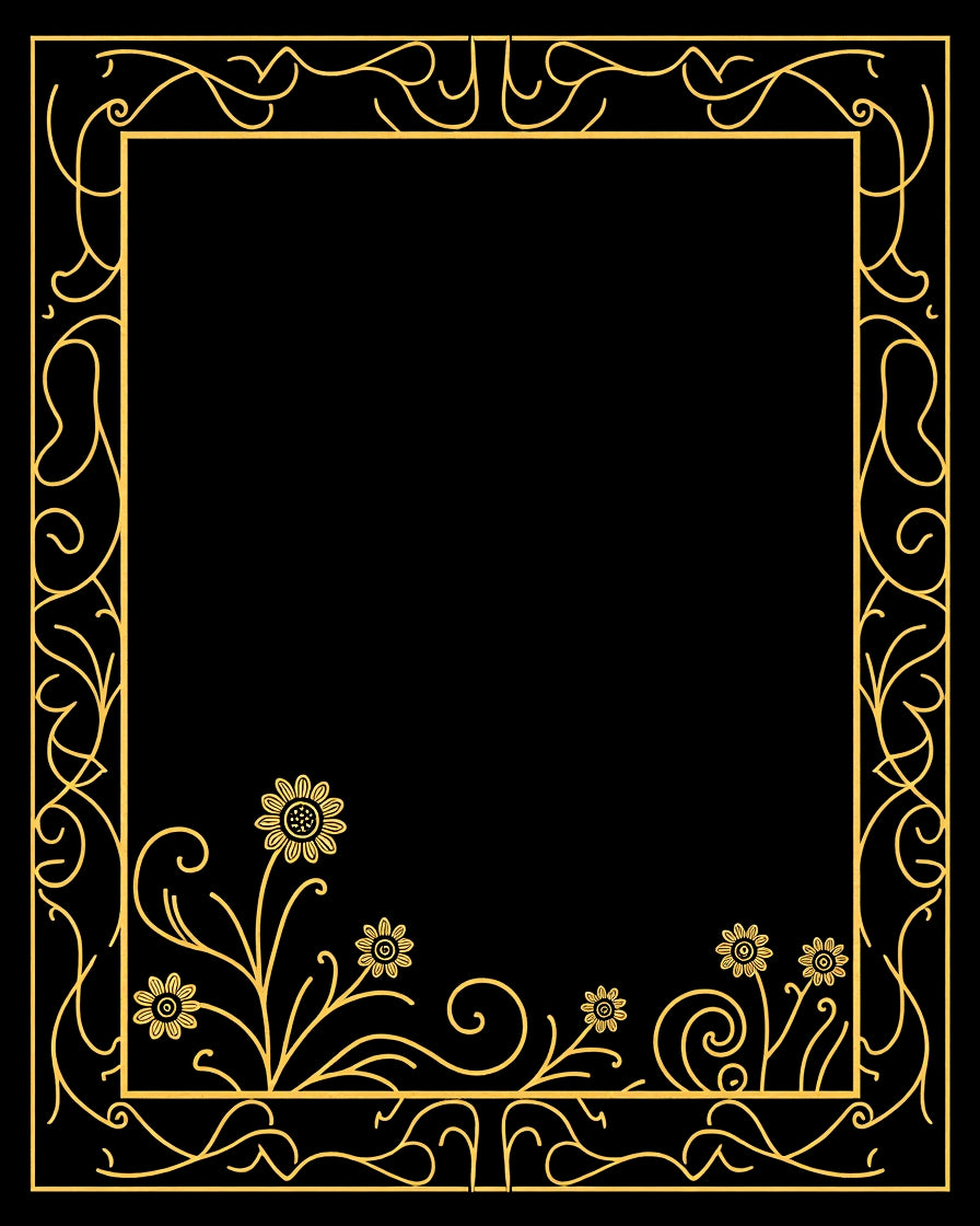 Gold Floral Swirl Art Nouveau Pattern Rug