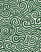 Green Swirl Maze Abstract Design Rug