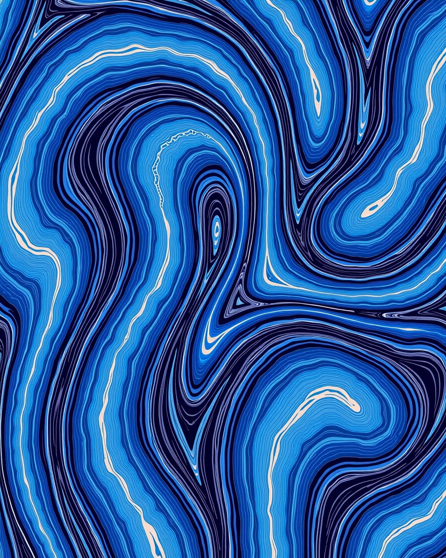 Deep Blue Swirl Agate Pattern Rug