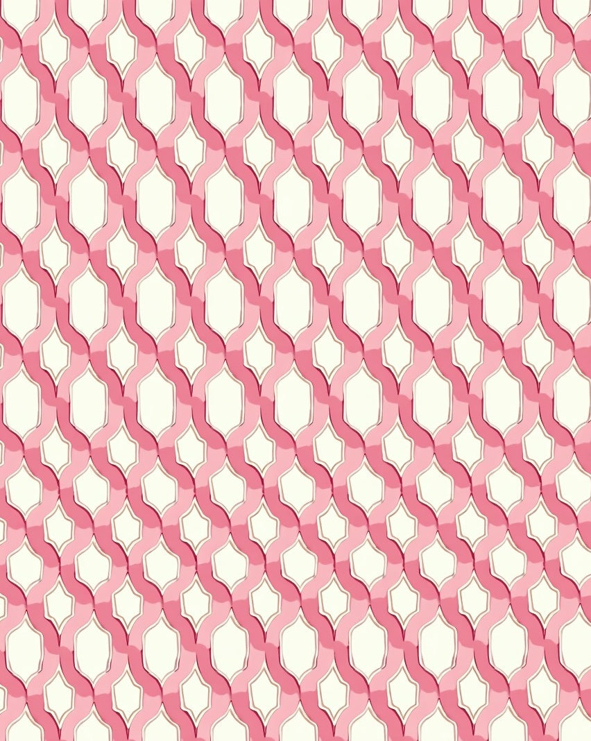 Pink Arabesque Chain Pattern Rug