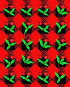 Red Black Gingham Holly Pattern Rug