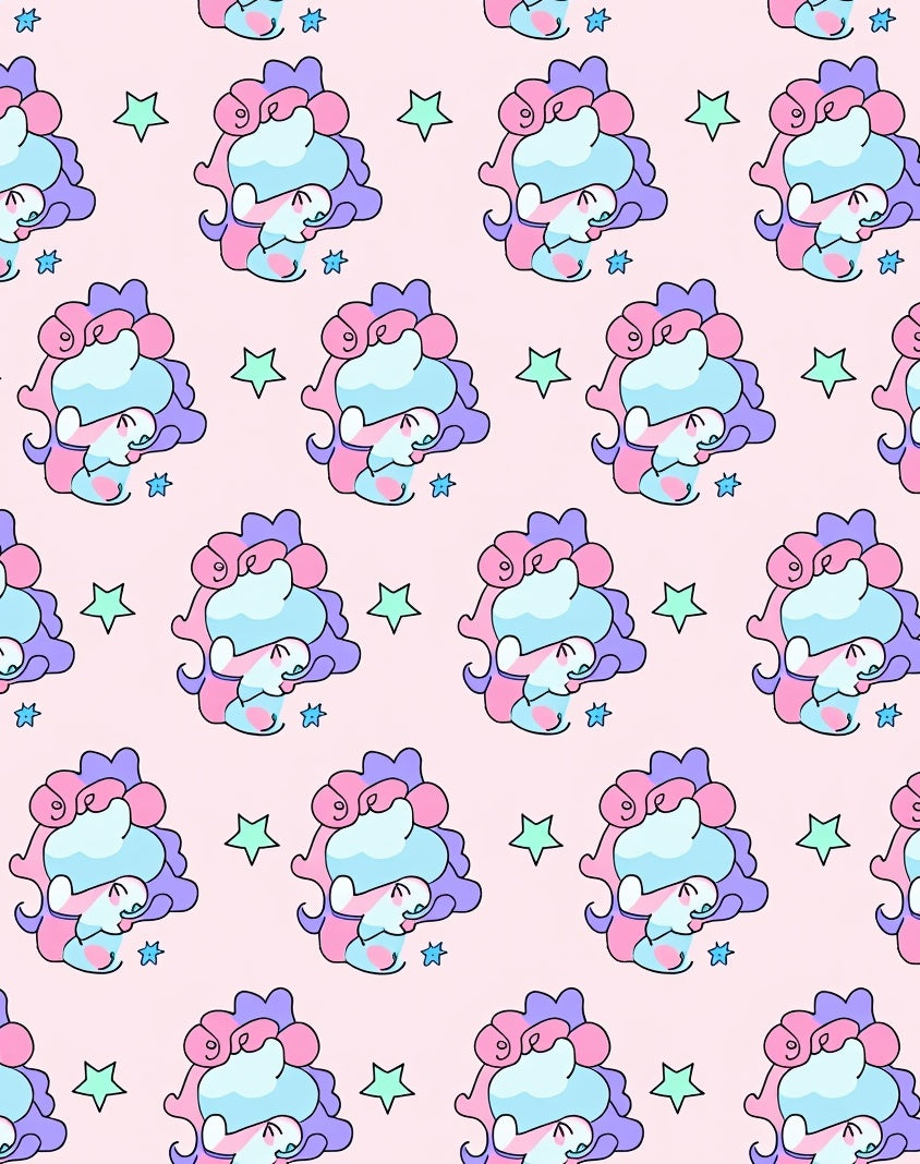 Pastel Unicorn Stars Patterned Rug