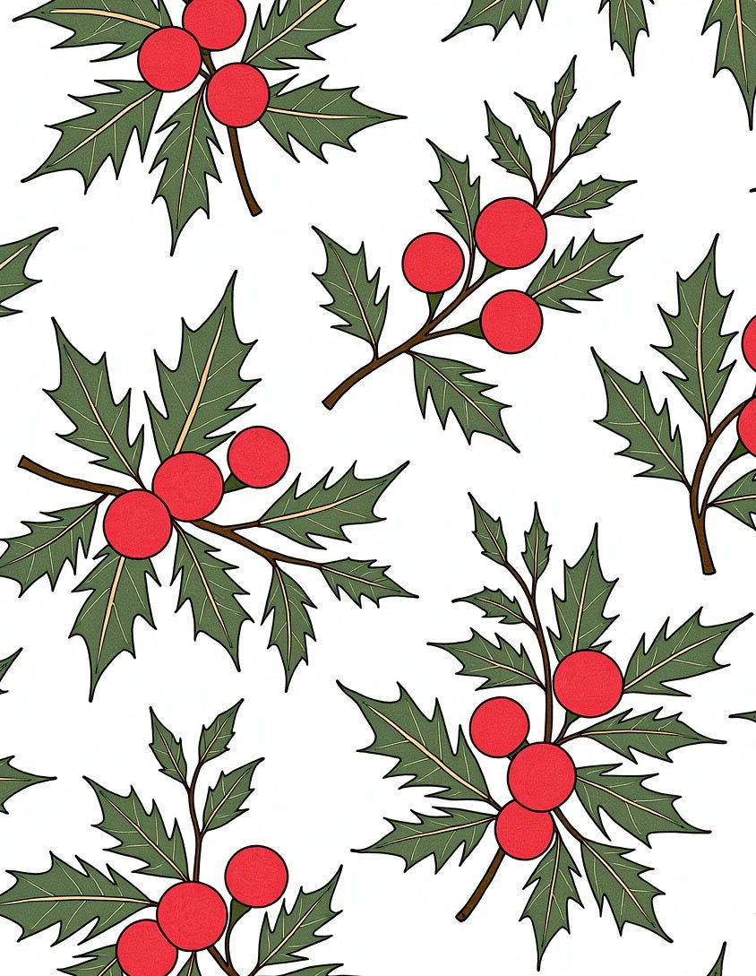 Red Berry Leafy Holiday Pattern Rug