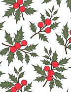 Red Berry Leafy Holiday Pattern Rug