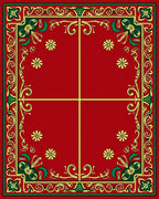 Rich Red Floral Border Pattern Rug