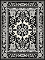 Elegant Black Floral Scrollwork Design Rug