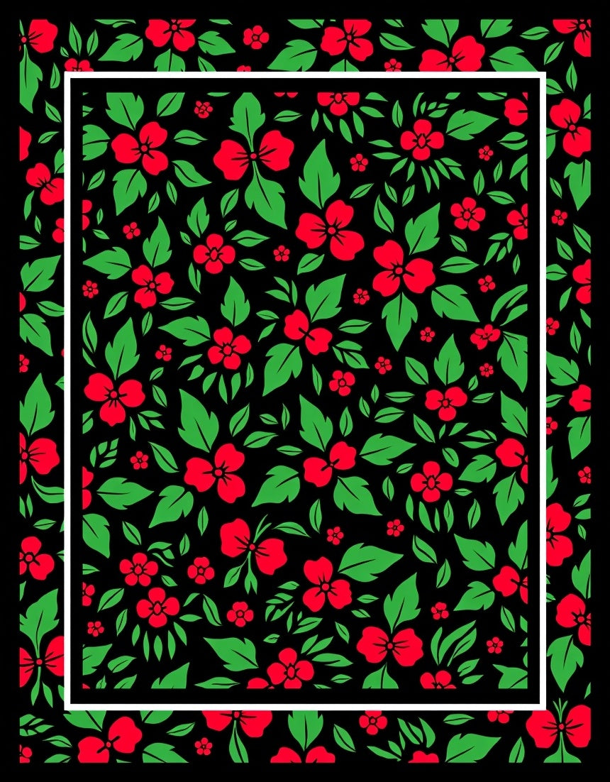 Bold Floral Pattern With Red Blossoms Rug