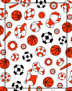 Sporty Balls Pattern White Orange Rug