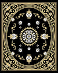 Elaborate Black Yellow Floral Medallion Rug