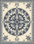 Navy Starburst Bordered Pattern Rug