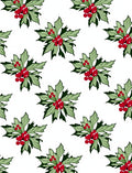 Spiky Green Leaves Red Berries Scatter Rug