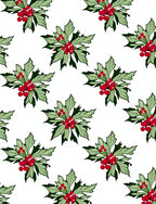 Spiky Green Leaves Red Berries Scatter Rug