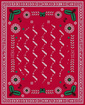 Red Festive Bordered Flower Design Rug