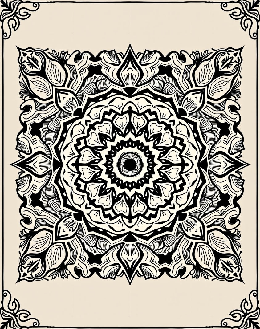 Intricate Floral Mandala Pattern Rug