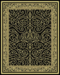 Intricate Black and Gold Floral Scroll Rug