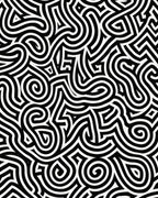 Black And White Swirl Maze Pattern Rug