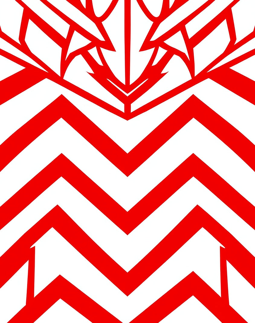 Bold Red Abstract Zigzag Lines Rug