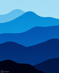 Abstract Blue Mountain Landscape Rug