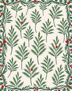 Green Evergreen Berry Border Rug