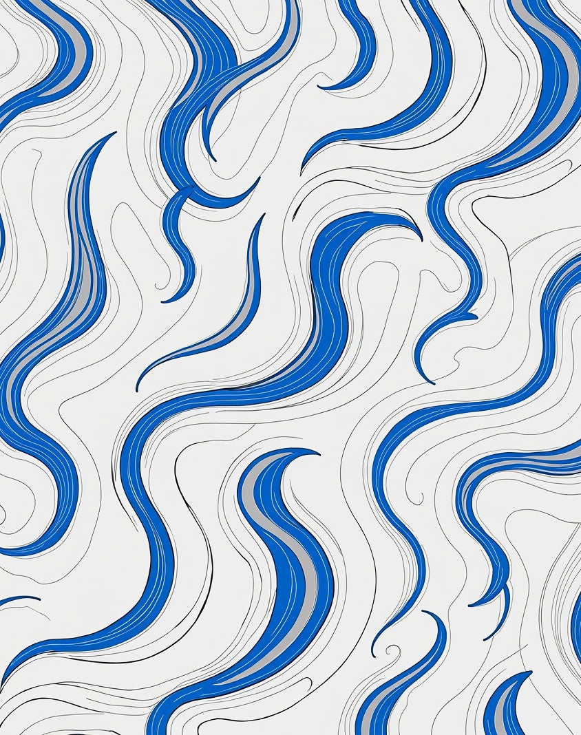 Abstract Blue Swirl Wavy Lines Rug
