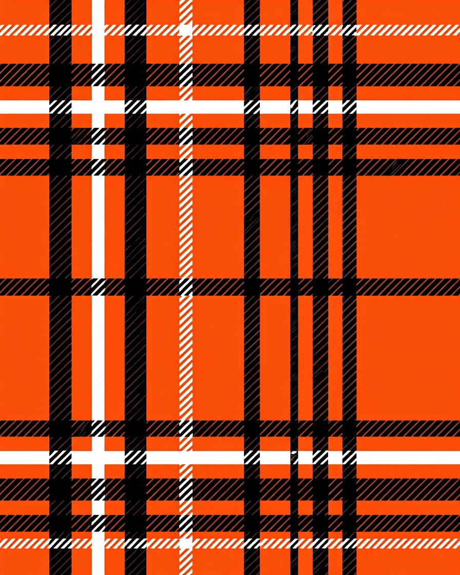 Bold Orange White Plaid Pattern Rug