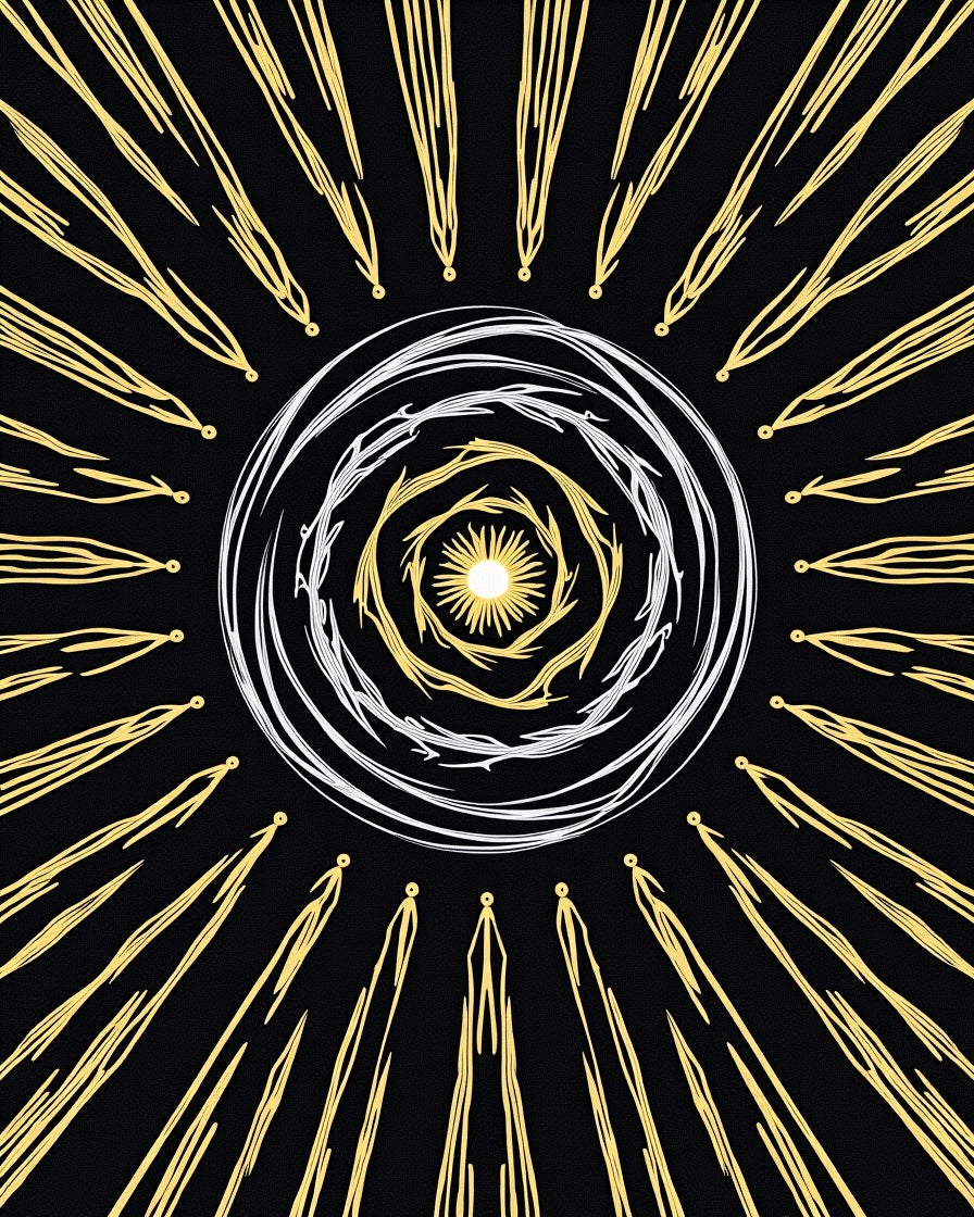 Sunburst Swirl Gold White Design Rug