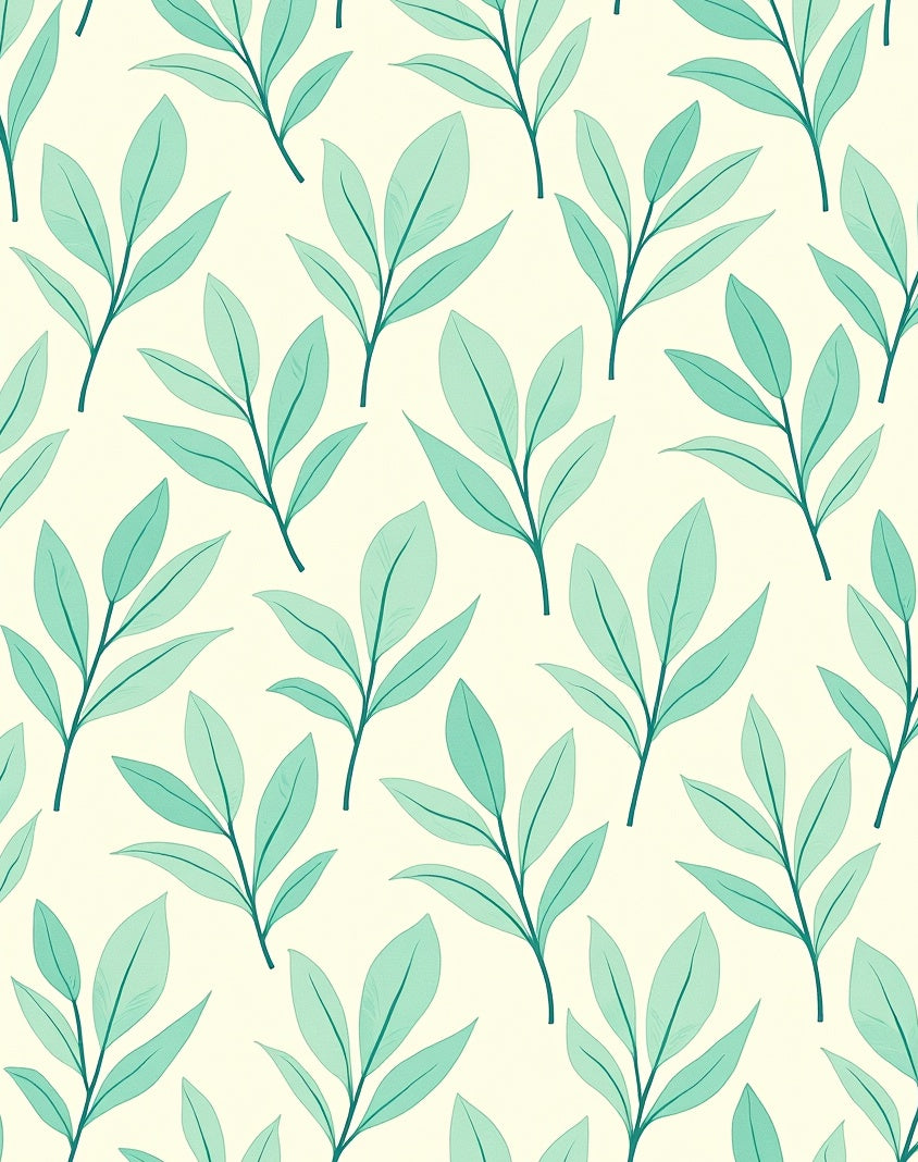 Mint Leaf Patterned Tropical Rug