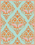 Elegant Orange Pink Damask Pattern Rug