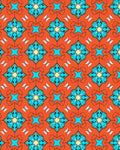 Orange Blue Starburst Floral Pattern Rug