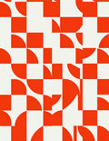Bold Orange Geometric Checkerboard Rug