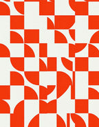 Bold Orange Geometric Checkerboard Rug