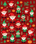 Festive Red Gnomes Christmas Trees Pumpkins Rug