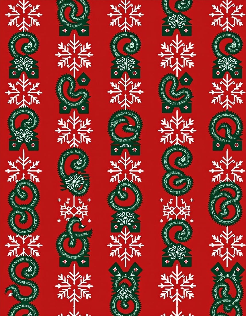 Festive Snowflake Dragon Pattern Rug