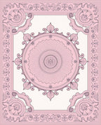 Pink Ornate Mandala And Border Design Rug