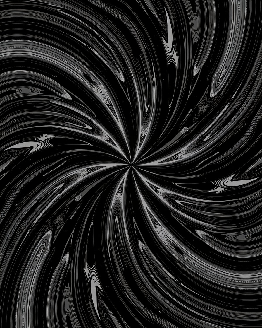 Swirling Black Grey Abstract Pattern Rug