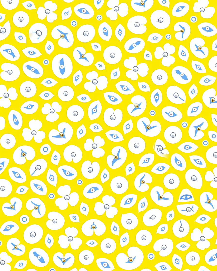Whimsical Eye and Flower Pattern Rug