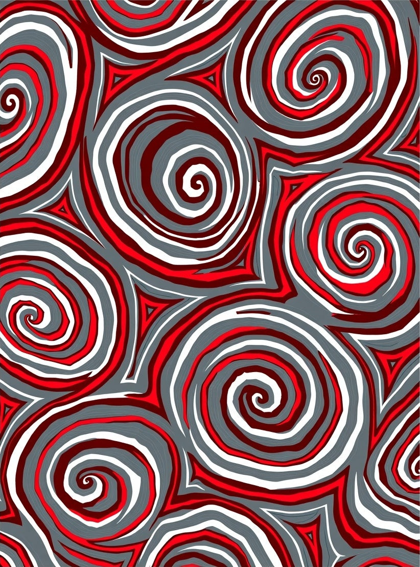 Abstract Swirl Lines Red and Gray Rug