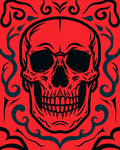Bold Black Skull Tribal Pattern Rug