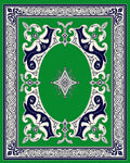 Green Ivory Navy Elaborate Emblem Rug