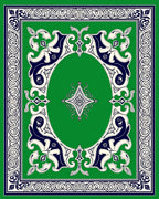 Green Ivory Navy Elaborate Emblem Rug