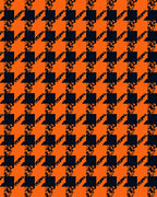 Orange Midnight Houndstooth Pattern Rug