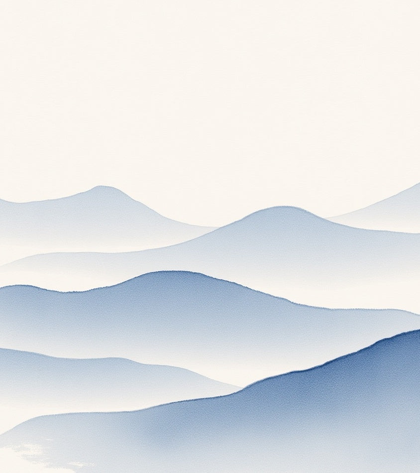 Layered Blue Mountain Silhouette Rug