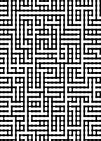 Modern Black White Geometric Maze Pattern Rug