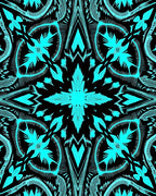 Bold Cyan Black Abstract Pattern Rug